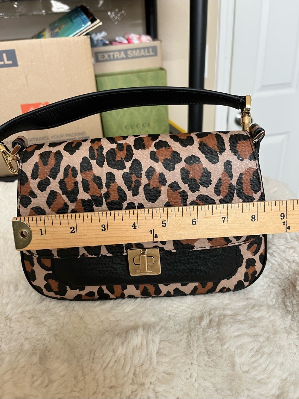 kate spade Leopard Print Mini Shoulder Bag with Black Trim - Picture 9 of 16
